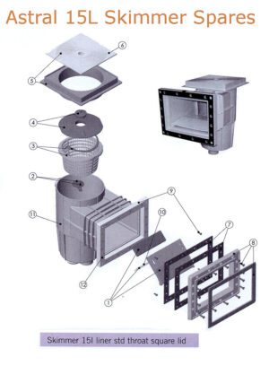Astral Standard 15L Skimmer Spares 1100h v16 Astral Standard Skimmer Spares