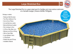 Large Stretched Eco Pool 700h z1 v16 Plastica Fun Wooden Starter Pools,Plastica ECO Wooden Pool - 4m Diameter