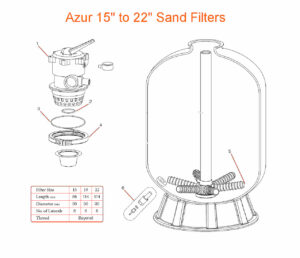 Azur 15" & 22" Pool Sand Filter Spares