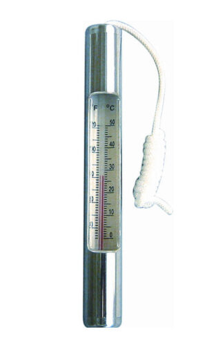 chromeplatedthermometer750hv10 Pool maintenance, swimming pool maintenance,pool cleaning,cleaning your pool,pool cleaning tools,chlorine floaters,automatic pool cleaners,pool cleaning procedures,skimmers,leaf rakes,telepoles,spa vacuums,pool vacuums,pool cleaners,suction cleaners,pool Chemicals,swimming pool Chemicals