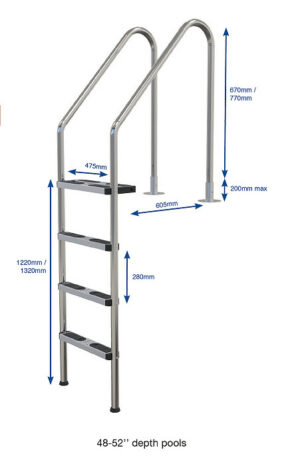 Pool Stainless Steel Deck Ladders - 1.7" / 43mm - Safety - Image 2
