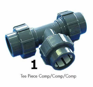 flexi 1 tee composite 500h v16 FlexiPipe Compression Tee,swimming pool plumbing,swimming pool pipework,pool flexipipe,flexpipe fitting,pool flexipipe fittings,pool plumbing