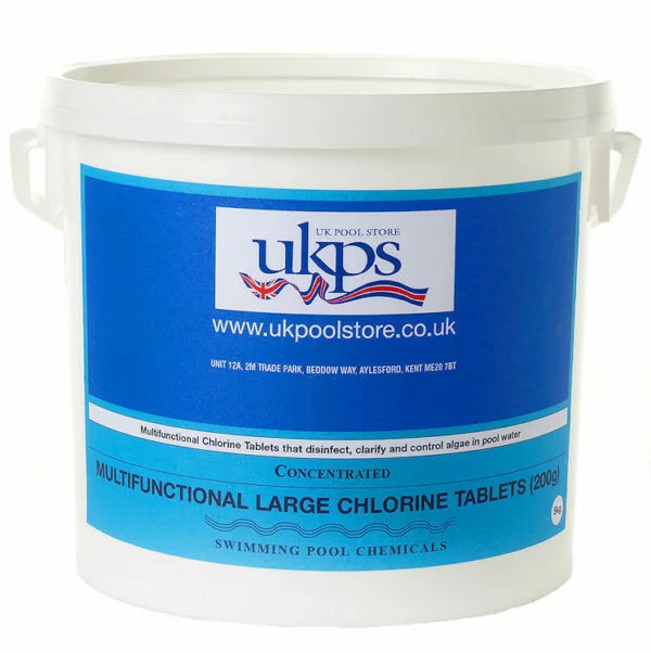 UK Pool Store Multifunctional Large 200g Chlorine Tablets 5kg