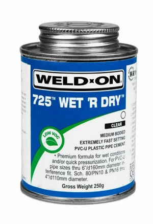 Swimming Pool Wet R Dry 725 Fast Cure Pipe Cement 250ml